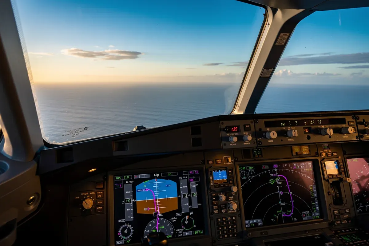 Aeronave comercial desviando rota sobre oceano Indico evitando espaco aereo do Golfo Persico